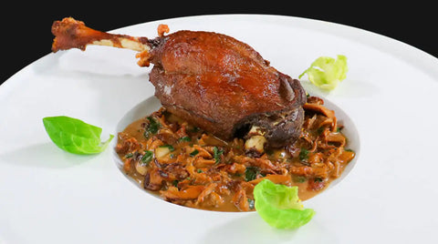 Gänsekeule in Pilzsauce