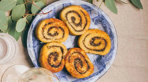 Erdäpfelroulade mit Portobellofülle