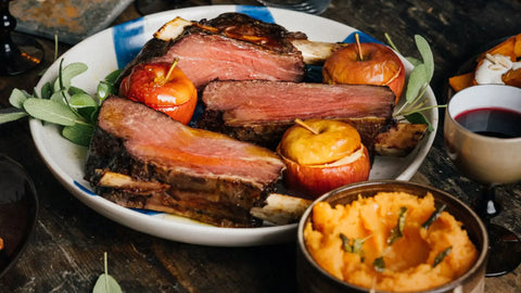 Beef Bone Steaks mit Kürbispüree